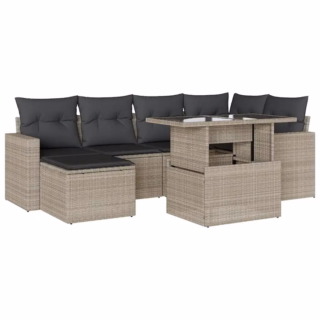 vidaXL Set Divani da Giardino 7pz a Forma di L in Polyrattan con Cuscini Grigio Antracite e Tavolino – 2