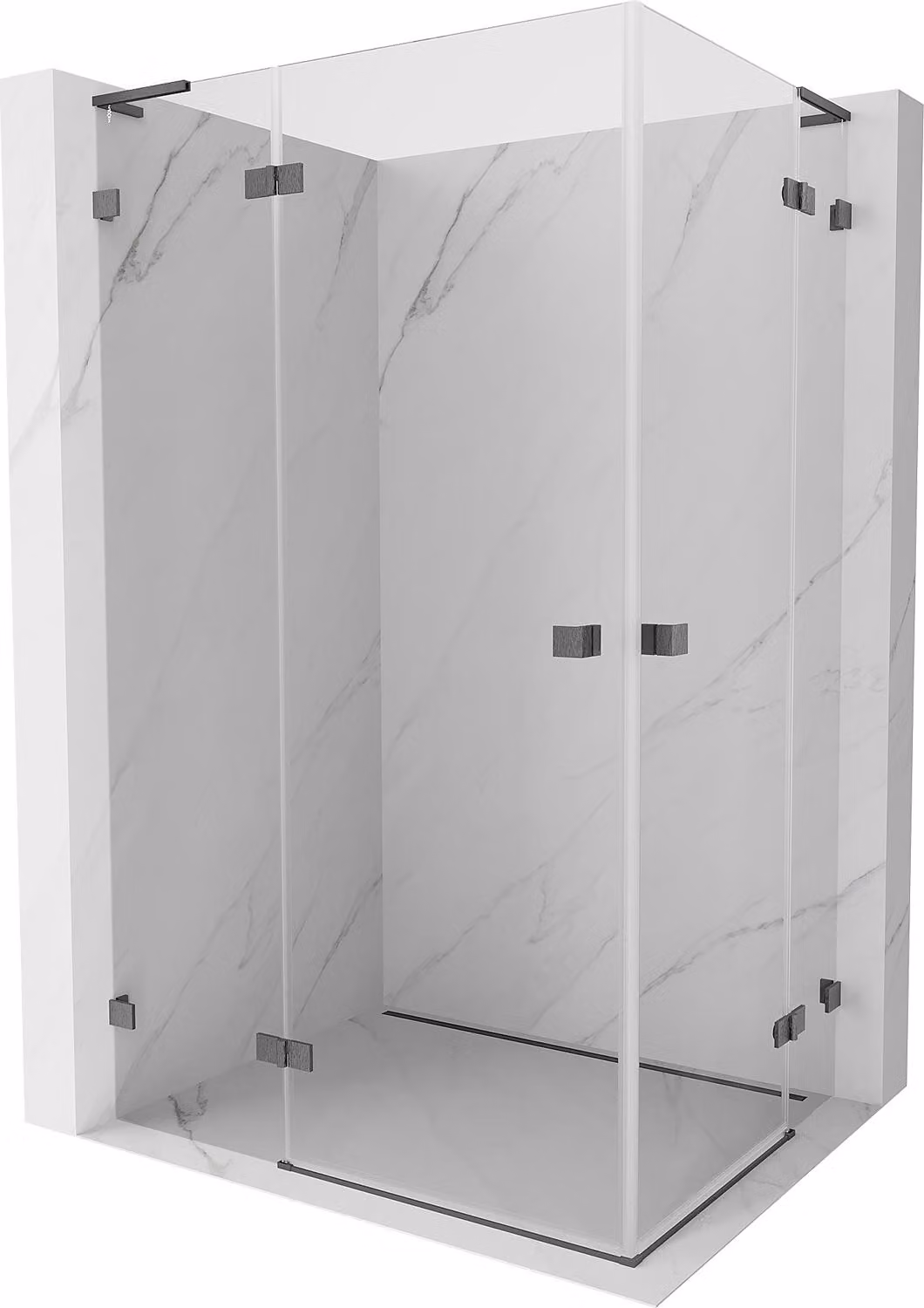 Mexen Lunar L Duo cabina doccia con porta a battente sinistra 120 x 75 cm, trasparente, grigio canna di fucile spazzolato