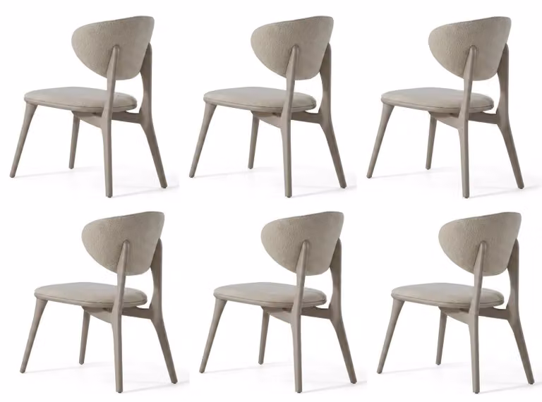 Sedie moderne per cucina, con schienale imbottito, colore beige, in legno, nuove