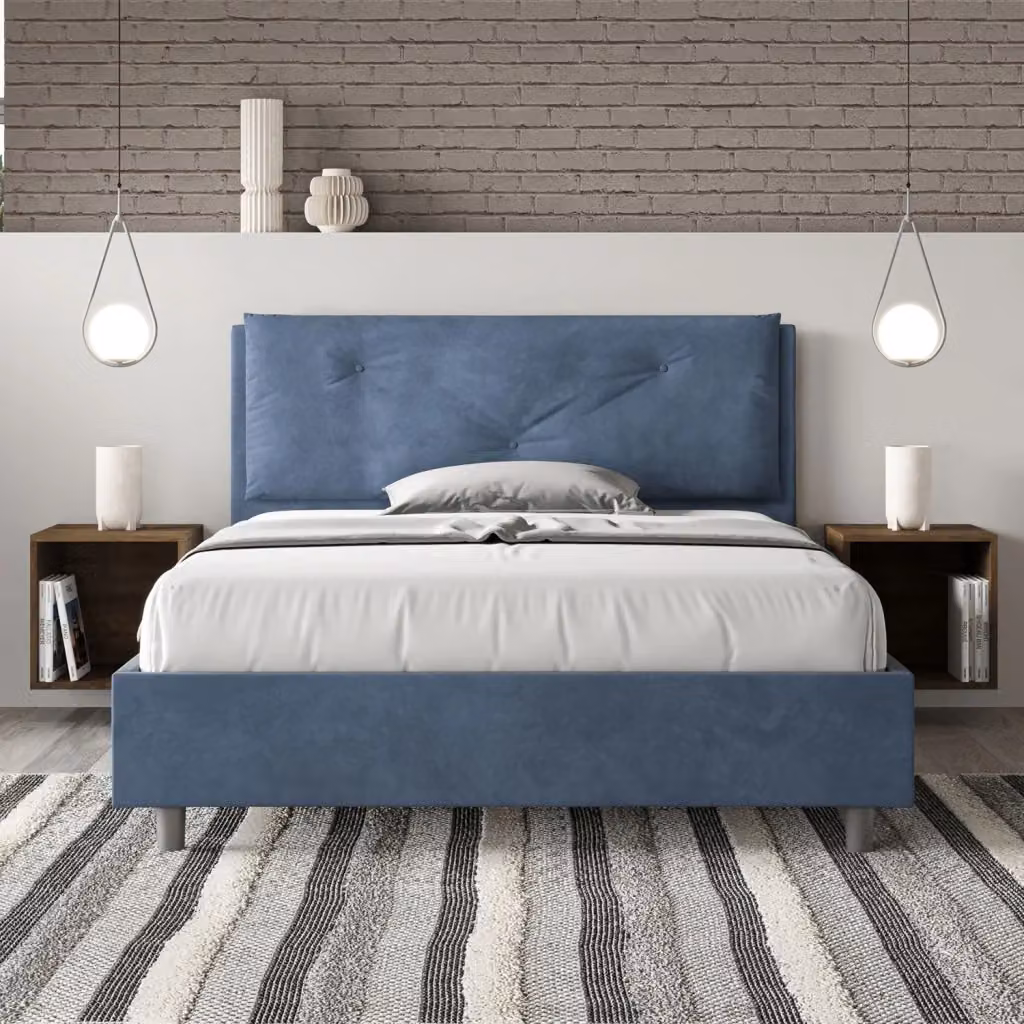 Letto Matrimoniale Francese Appia Large Blu con Contenitore e Rete, L/P: 140 x 190 cm – 2