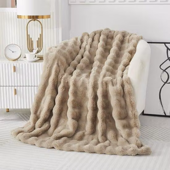 Coperta da divano in morbida flanella, 1000 g/m², 130x160 cm, color kaki