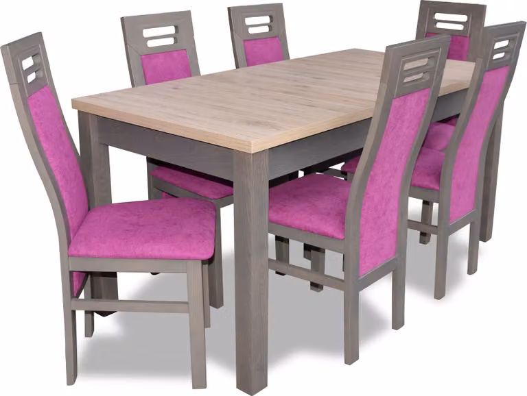 Moderne Esszimmer Holz Tisch Stuhl Garnitur Komplett Set 7 teiliges Set Stühle