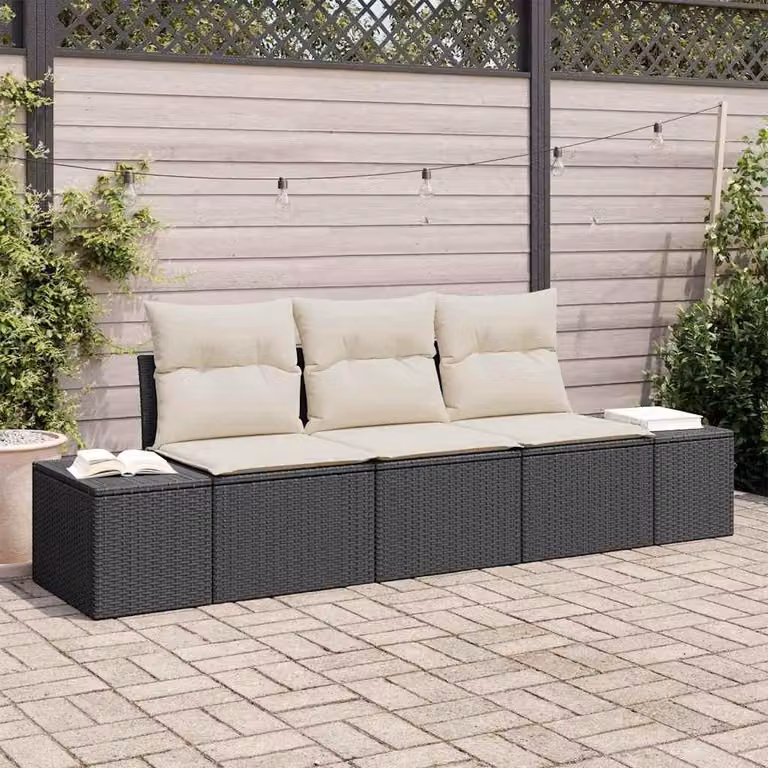 Maison Exclusive - Set di divani da salotto, 3 pezzi, colore nero [Materiale sintetico]: rattan sintetico