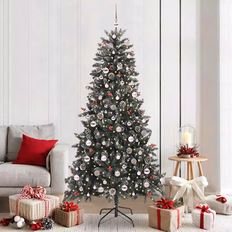 Albero di Natale artificiale verde vidaXL con 300 LED luce bianca calda, Altezza: 210 cm