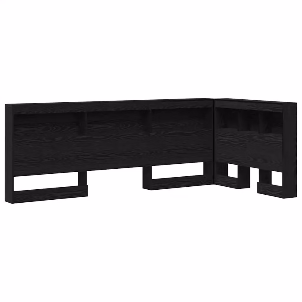 Testata letto con contenitore vidaXL in nero lucido con ripiano integrato e porta di ricarica USB, L: 217,5 cm, P: 97,5 cm, H: 76,5 cm – 2