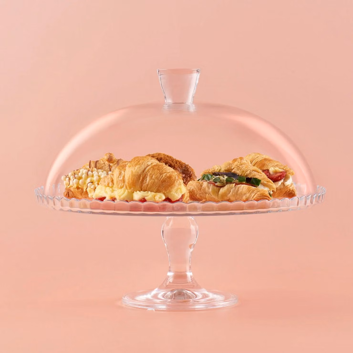 Alzata porta dessert con campana Pasabahce in vetro trasparente, diametro: 32 cm – 2