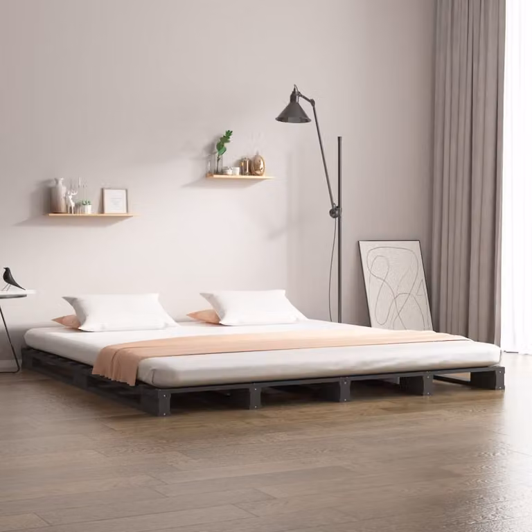 Maison Exclusive - Letto a doghe grigio 120x200 cm in legno massello di pino