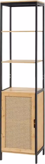 Mobiletto da bagno a colonna in bambù e rattan 172 x 40 x 35 cm MDF beige 03_0009954