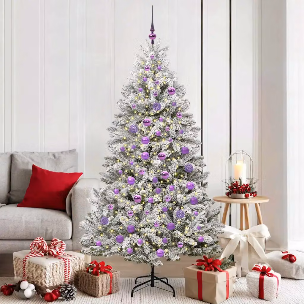 Albero di Natale artificiale verde vidaXL con 300 LED bianco caldo e struttura in metallo e PVC