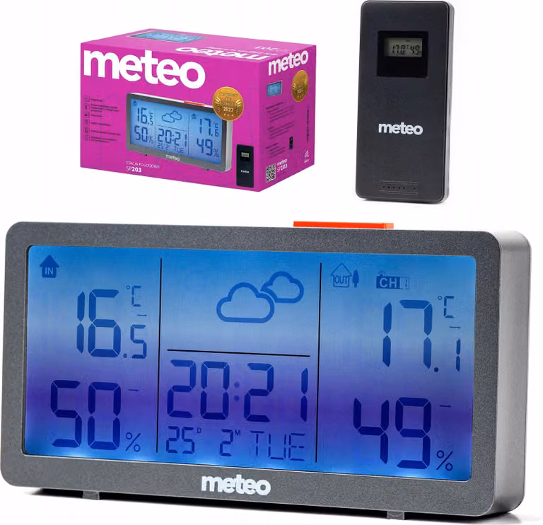 Stazione meteorologica METEO: igrometro, display meteo, termometro, orologio SP203