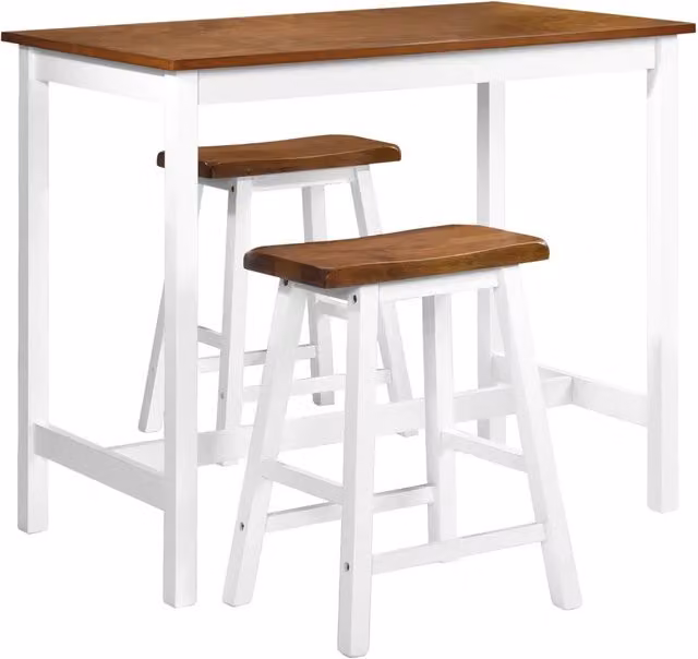 Set Tavolo da Bar e Sgabelli 3 pz in Legno Massello CFW5867053