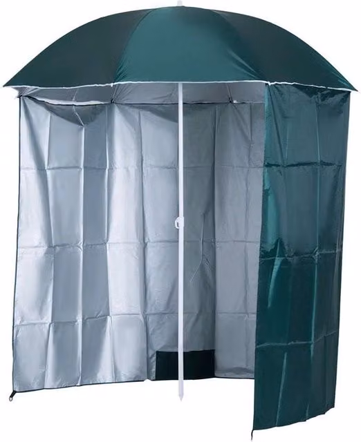 Parasole per giardino con tenda laterale in poliestere verde scuro 2,2 x 2,2 m
