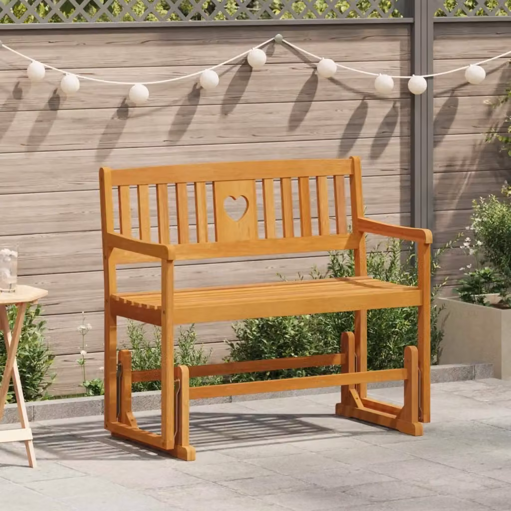 Panchina Glider da Giardino in Legno di Acacia Marrone con Braccioli, L/P/H: 110 x 59 x 97 cm – 2