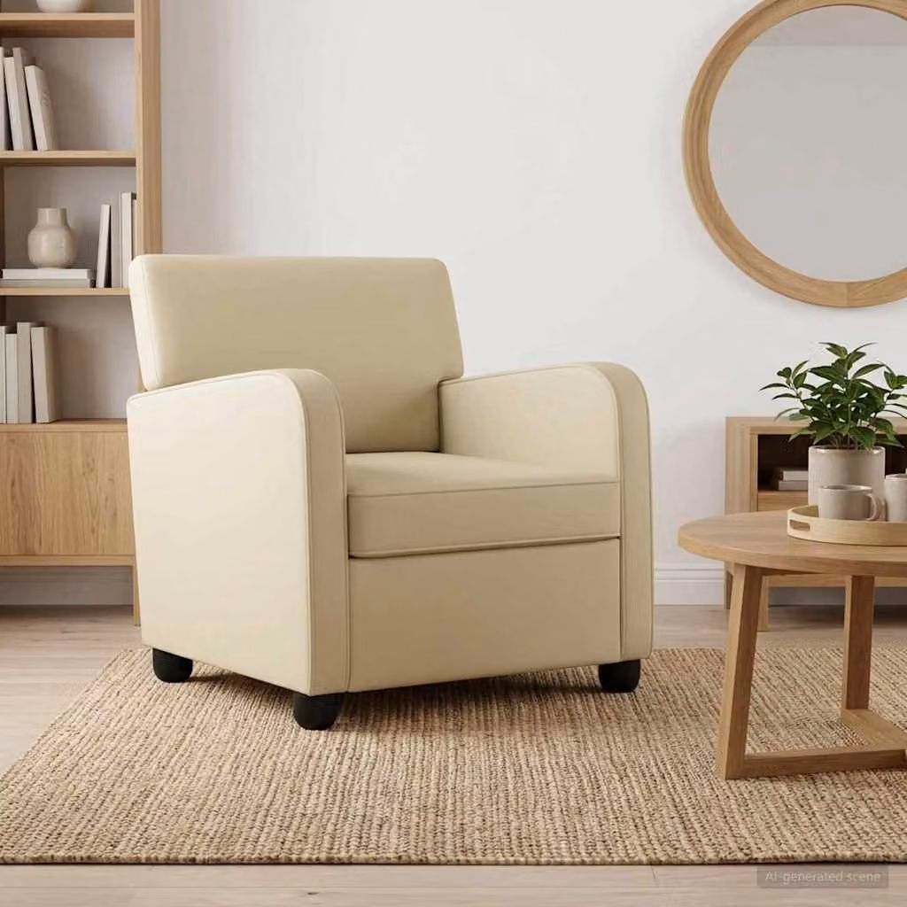 Poltrona Lounge moderna vidaXL in similpelle beige con braccioli