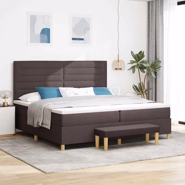 Letto a molle con materasso vidaXL in tessuto marrone scuro L/P: 200 x 200 cm
