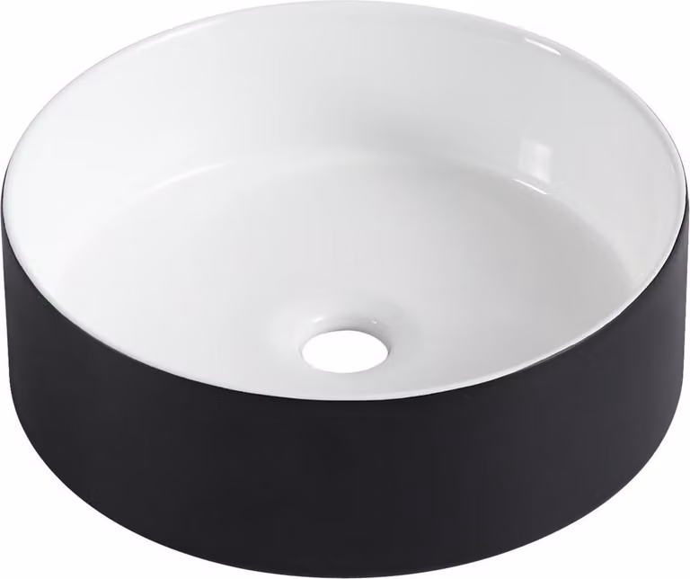 Lavabo appoggio L.36 x H.12 x P.36 cm bianco/nero LUMA