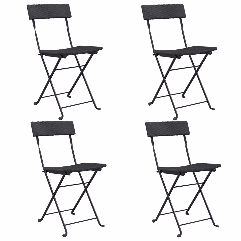 Set di 4 sedie pieghevoli vidaXL in polyrattan e metallo nero per giardino e terrazza – 2