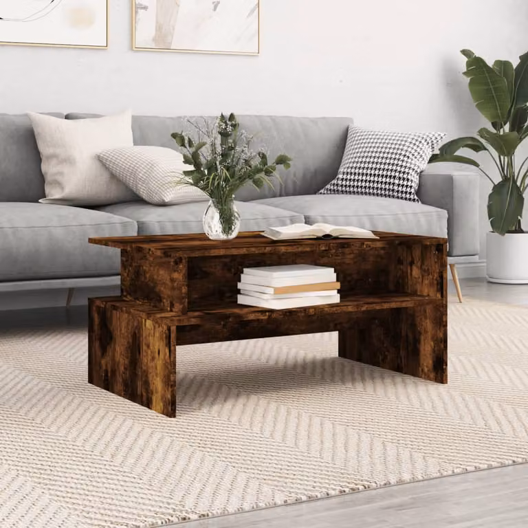 vidaXL Tavolino da Salotto Moderno in Legno Rovere Fumo Marrone L 90 cm, P 55 cm, H 42,5 cm