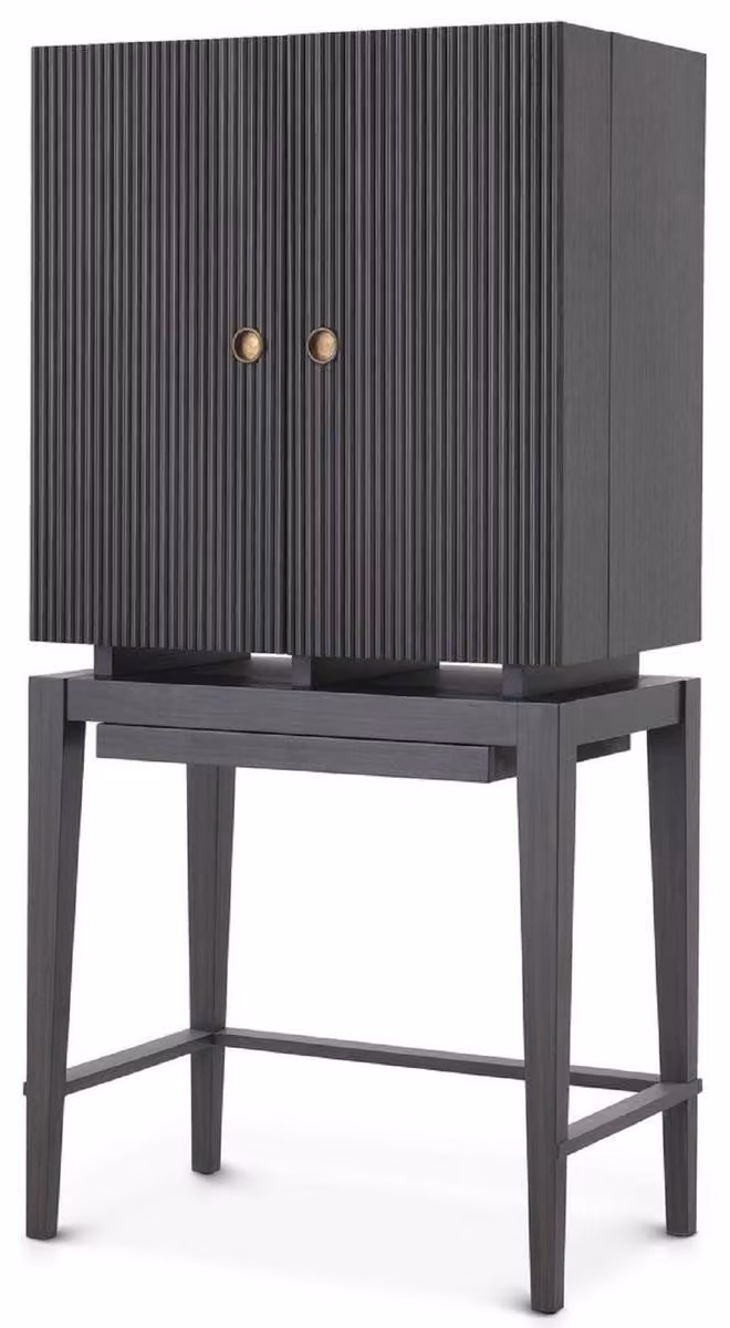 Casa Padrino mobile vino grigio antracite / bronzo 82,5 x 51 x h. 168 cm - mobile bar in mogano a 2 ante - mobili bar - qualità lusso