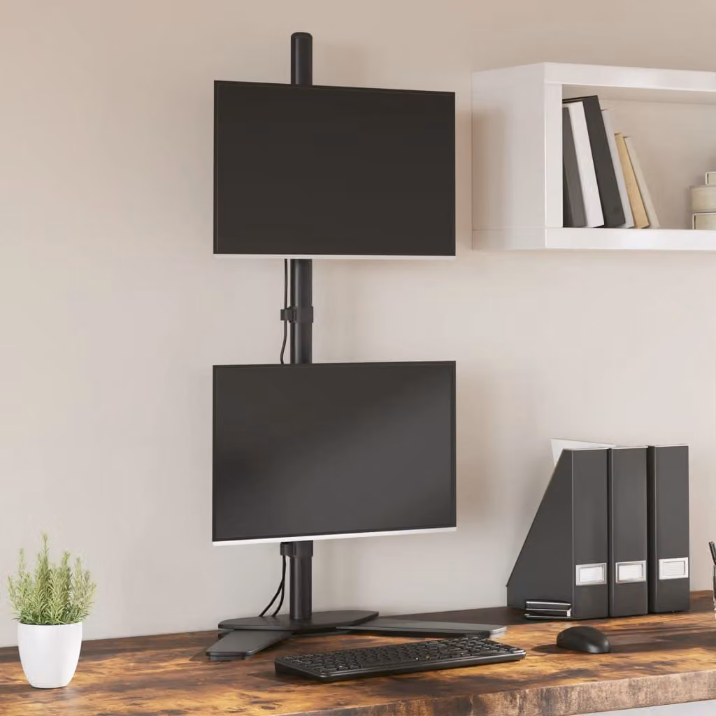 vidaXL Supporto per Doppio Monitor in Acciaio Nero VESA 75x75 mm