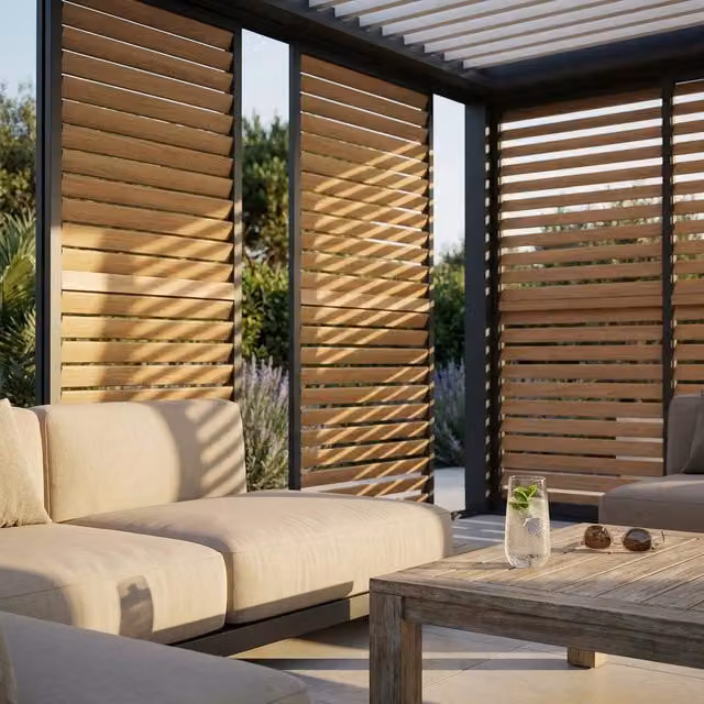 Laterale scorrevole per pergola bioclimatica Bob Gardens TONY in alluminio marrone L: 270 cm, H: 238 cm
