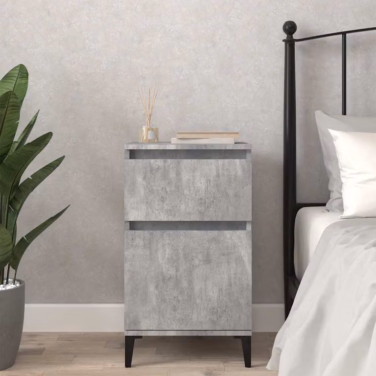 Comodino moderno da parete vidaXL in legno e metallo grigio L: 40 cm, P: 35 cm, H: 70 cm