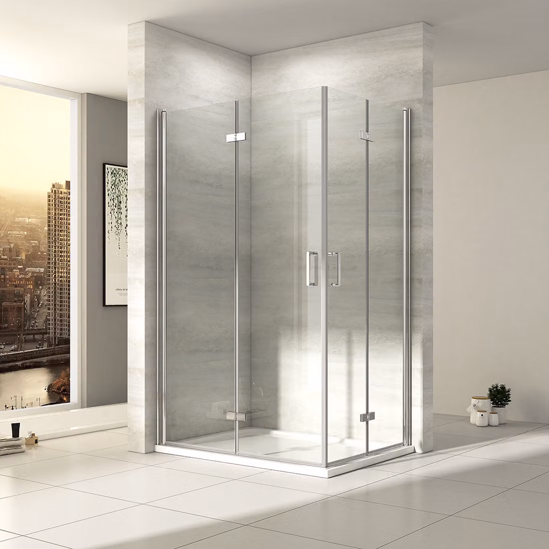 Cabina doccia EMKE 80x120x195 cm Doccia Porta doppia Porta a soffietto Porta a soffietto per nicchia Pannello doccia Doccia Parete doccia Vetro trasparente 6 mm Vetro di sicurezza ESG