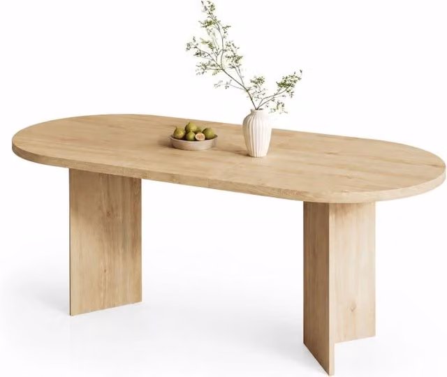 Tavolo da pranzo 160 x 80 cm effetto rovere, 6-8 persone, bordi arrotondati, MDF