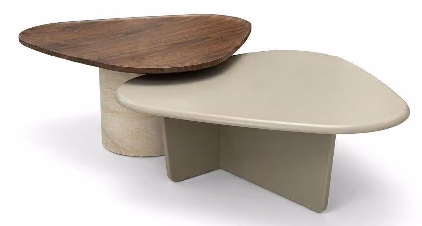 Tavolino da caffè marrone beige, in legno, per il soggiorno, design moderno ed elegante