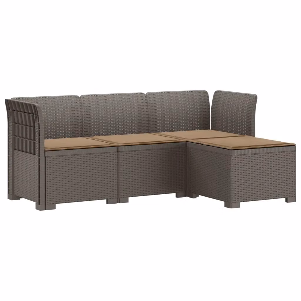 Divano da giardino angolare a L con cuscini vidaXL, design moderno in rattan sintetico resistente alle intemperie, grigio o beige – 2