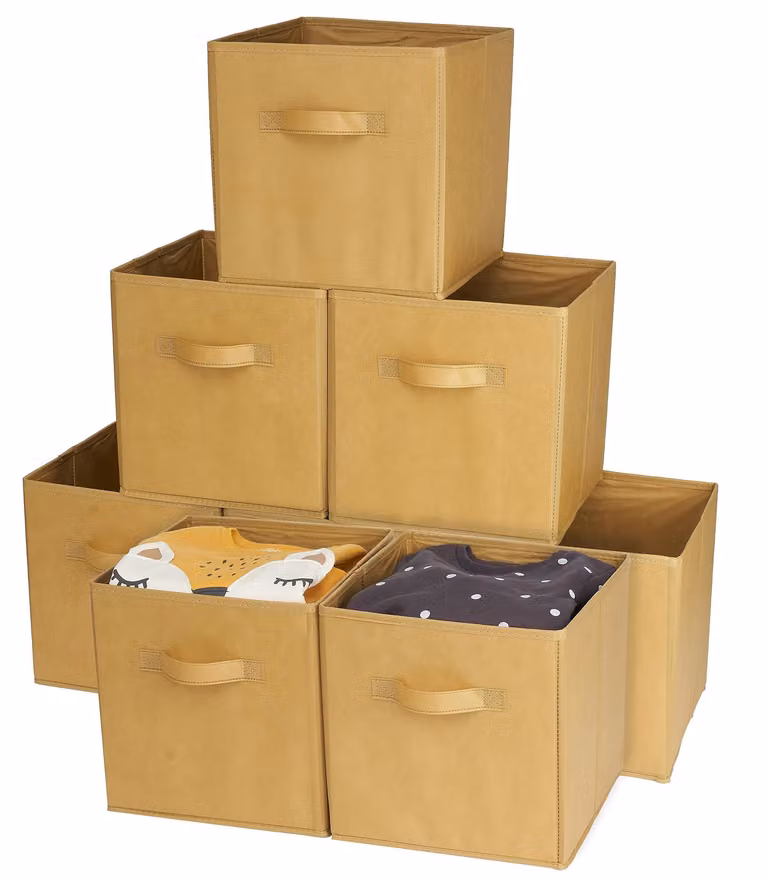 Set di 8 scatole pieghevoli per l'organizzazione di vestiti e giocattoli, colore kaki
