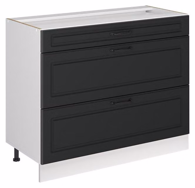 Mobiletto base per cucina Vicco R-Line Antracite country/Bianco 100 cm senza piano di lavoro, Model 71515