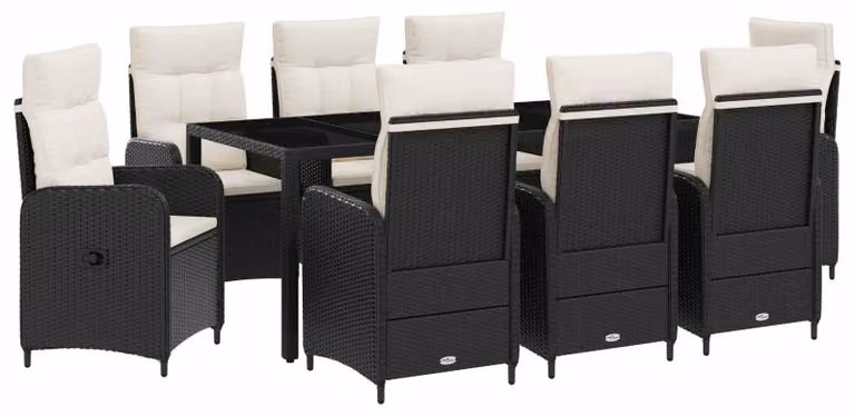 Set da pranzo per esterni 9 pcs Nero e Bianco Crema