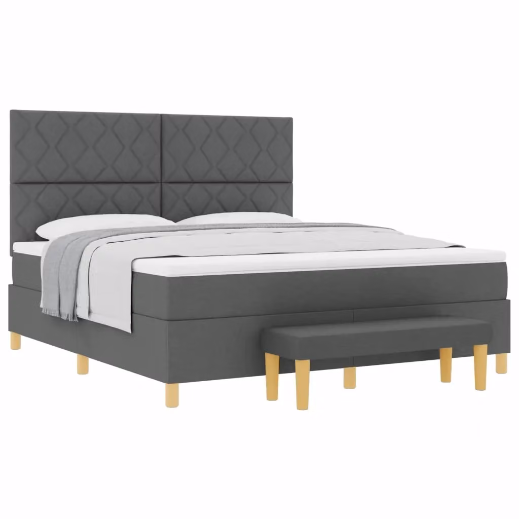 Letto moderno con struttura imbottita e materasso in schiuma vidaXL Grigio L: 180 cm, P: 200 cm, H: 128 cm – 2