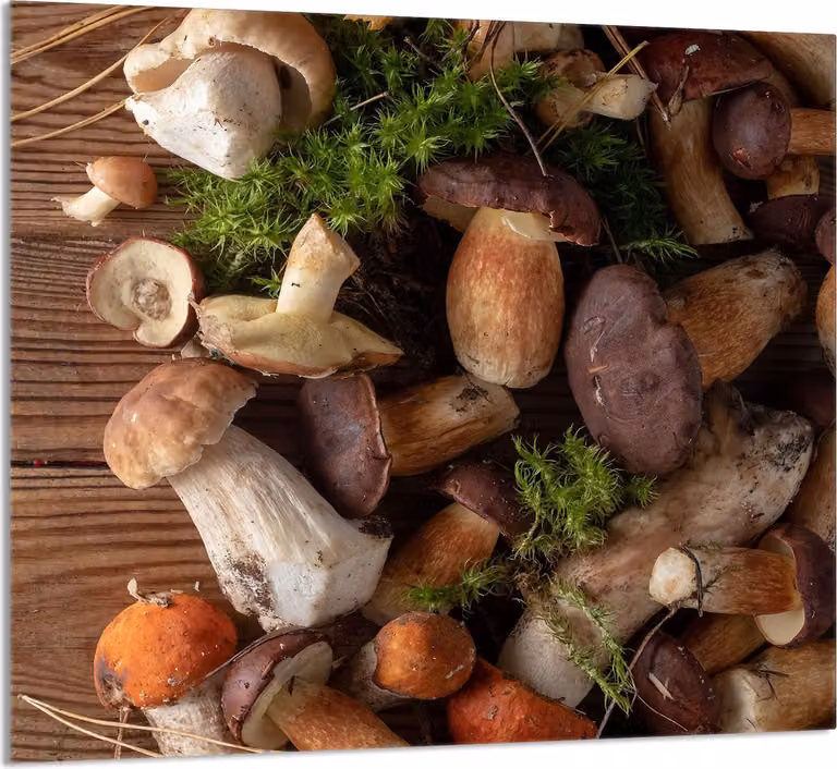 PIATTO IN VETRO PER CUCINA 65x60 Funghi