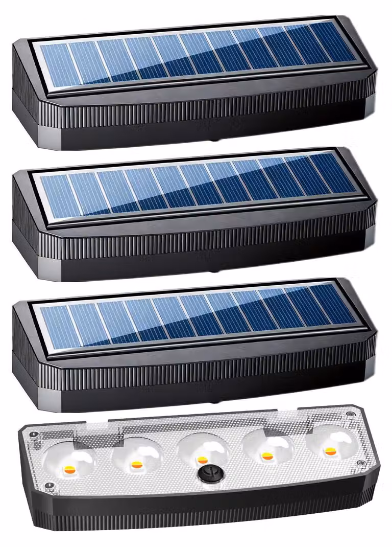 Set di 4 luci solari per esterni, multifunzionali, ideali per illuminare giardino e vialetti