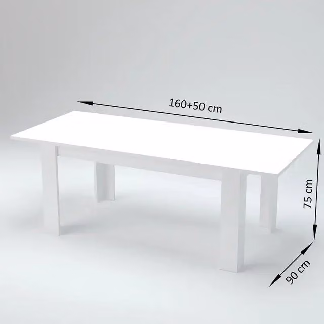 Tavolo da pranzo bianco allungabile 90x160-210 design moderno bianco Jesi Long