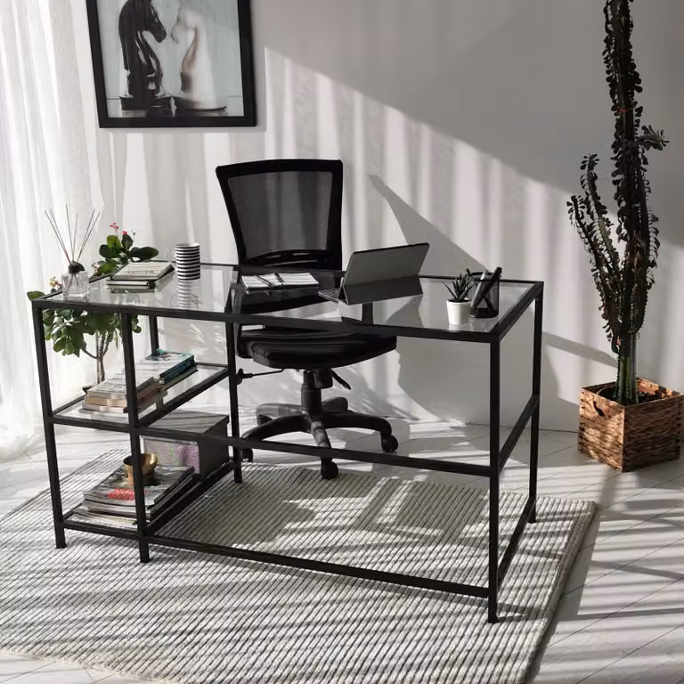 Skye Decor, Scrivania Master / 130x60cm M101, Scrivanie, Nero, Vetro, 130 x 75 x 60 cm