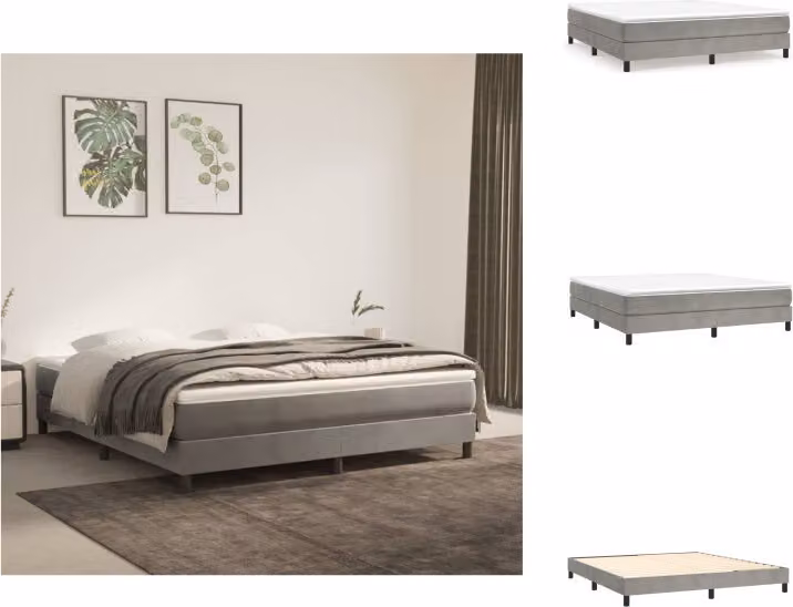 vidaXL Letto a molle con materasso grigio chiaro 180x200 cm in velluto - Letti e strutture letto