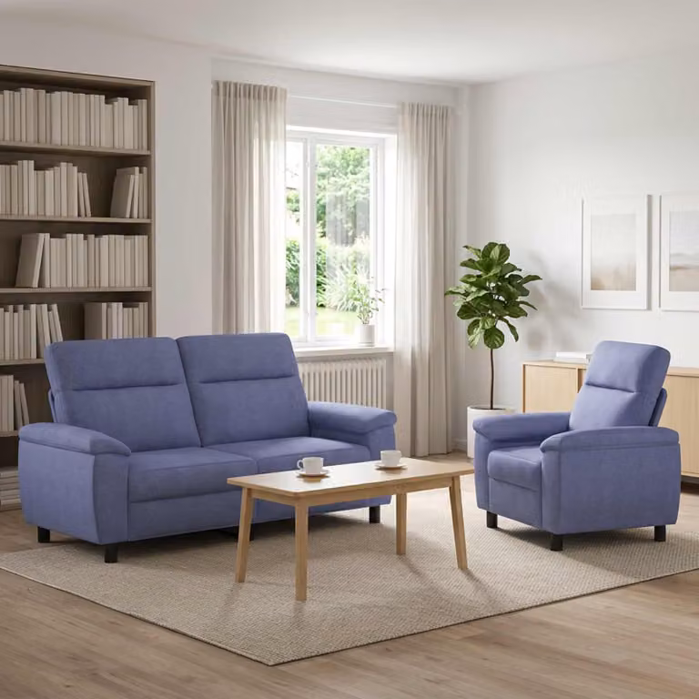 Set di 2 divani moderni vidaXL in tessuto blu con struttura in metallo per il tuo soggiorno
