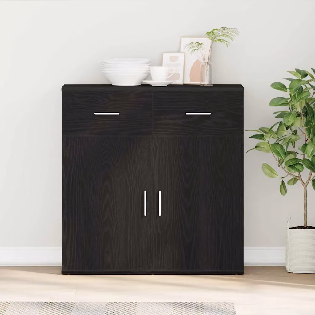 Credenza moderna vidaXL in legno MDF nero per soggiorno e sala da pranzo L: 78 cm, P: 38 cm, H: 80 cm
