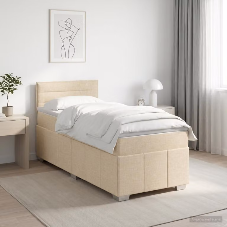 Maison Exclusive - Letto boxspring con materasso e testiera Crema 90 x 200 cm Tessuto