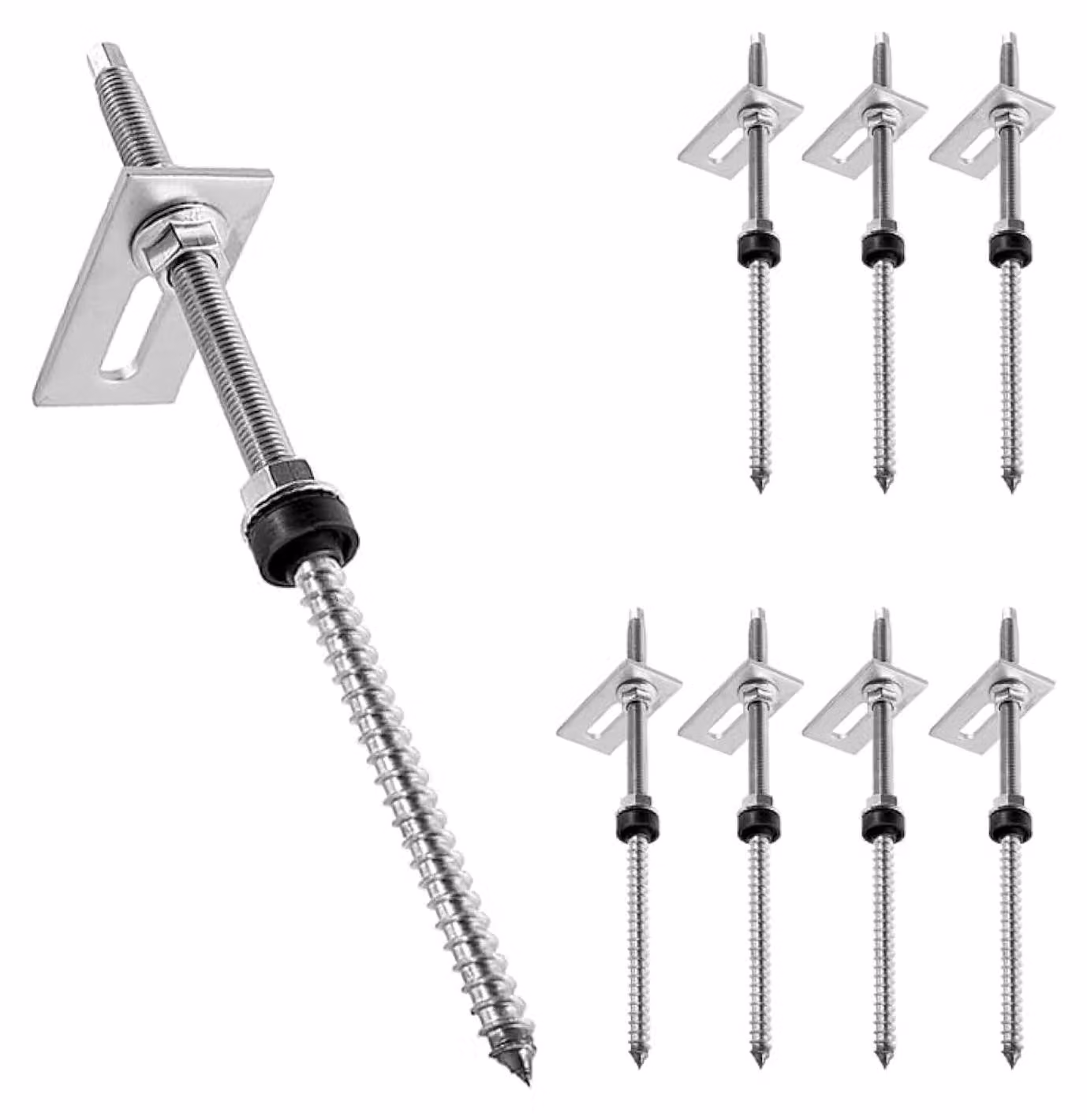Viti per fissaggio M10 x 200 mm, 8 pezzi, acciaio inossidabile, regolabili in altezza