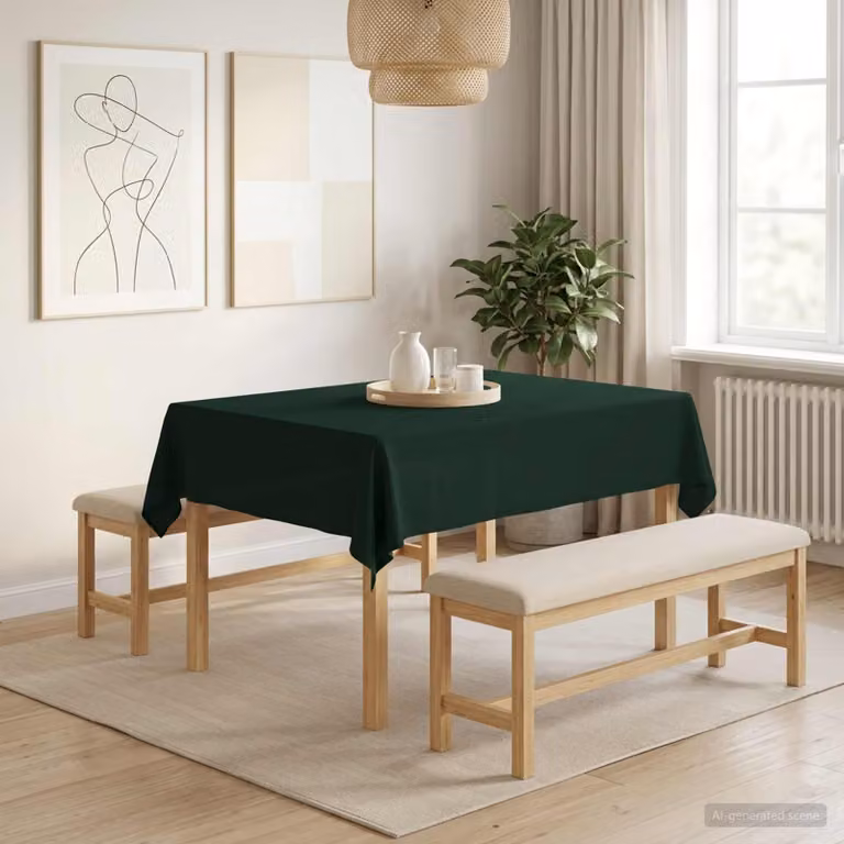 Tovaglia da tavolo rettangolare vidaXL verde, in poliestere idrorepellente e antimacchia, L: 110 cm x P: 140 cm
