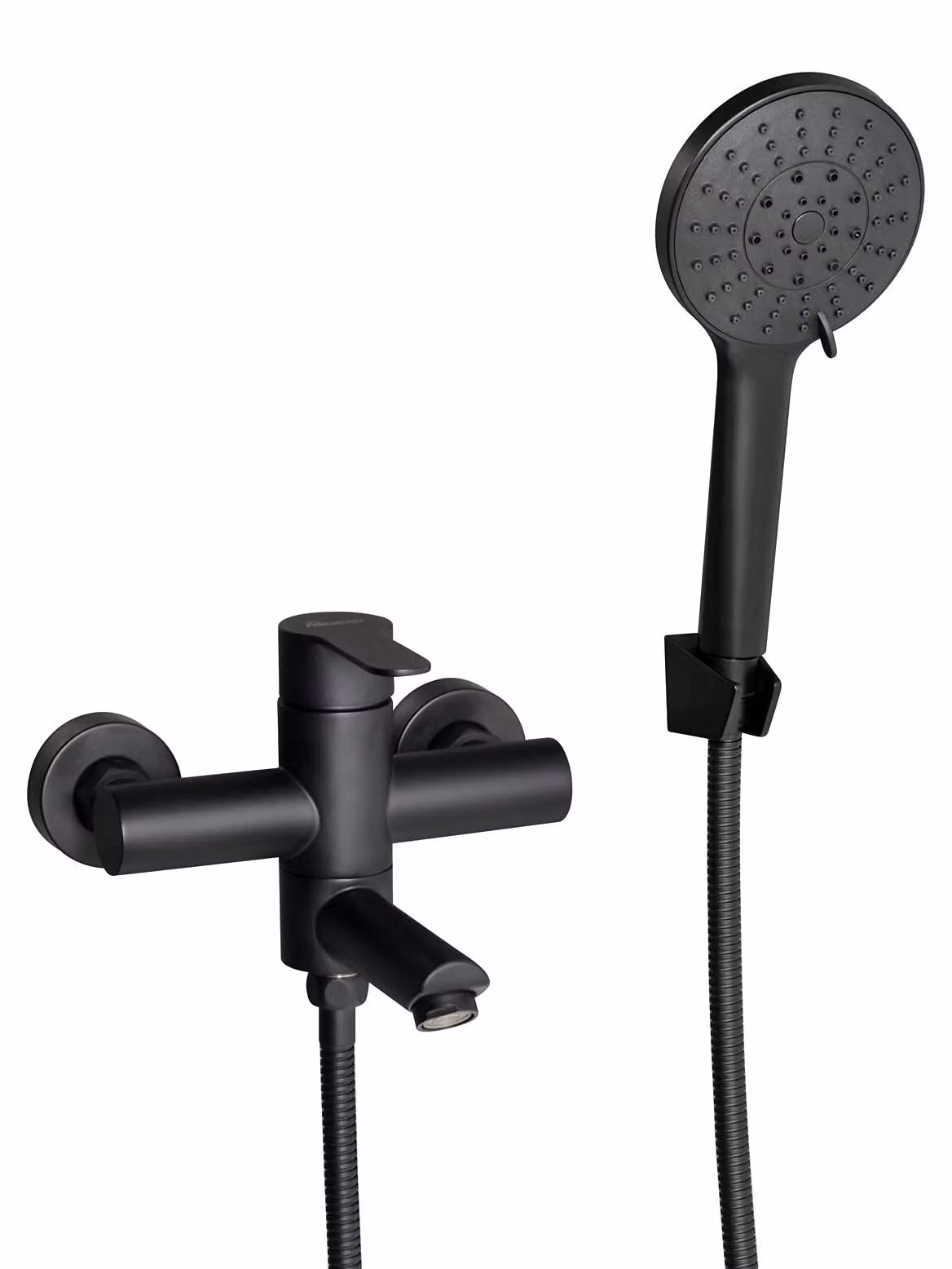 Miscelatore da bagno da parete con doccetta manuale, girevole a 90°, colore nero