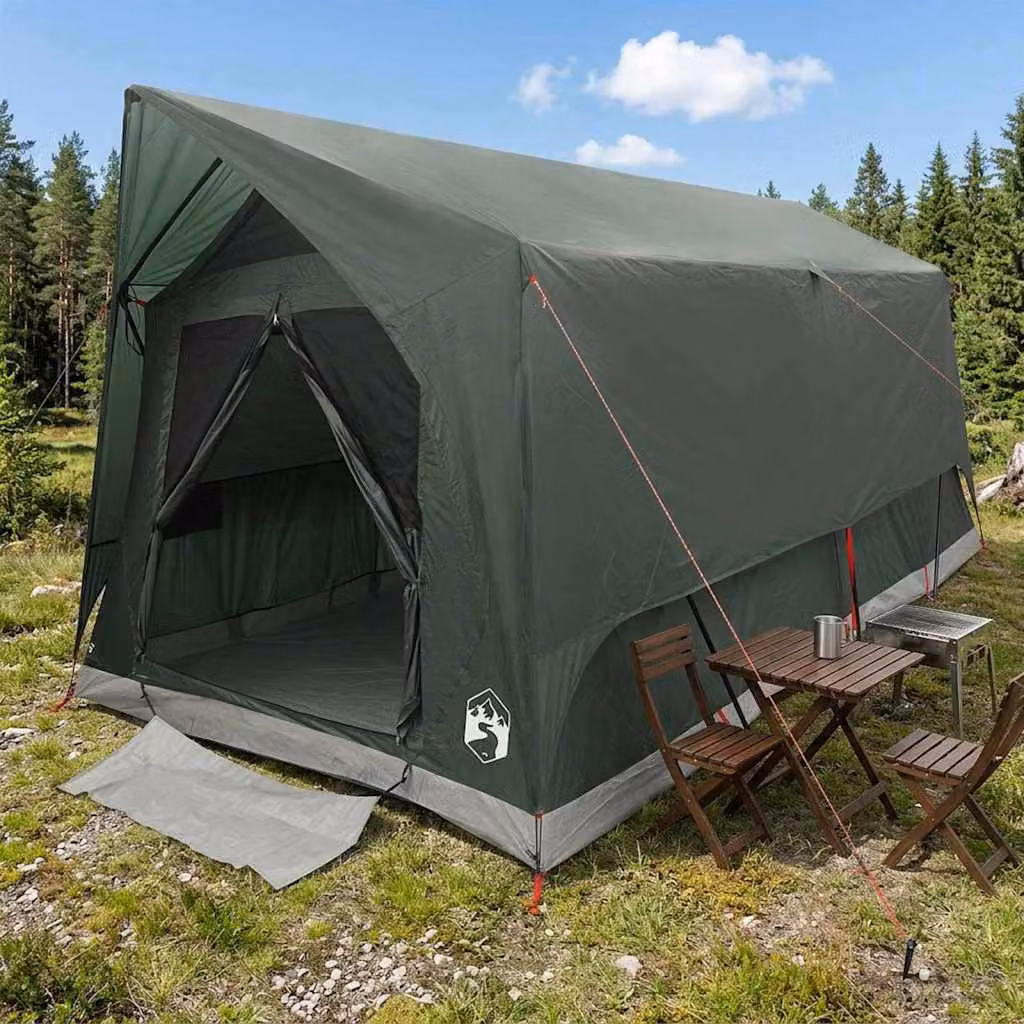 Tenda a tunnel vidaXL per 8 persone in poliestere e acciaio, Verde militare