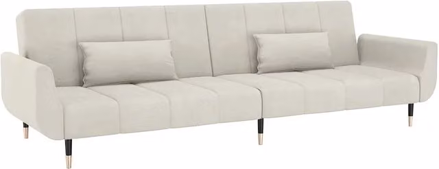 Divano letto | Sof¨¤ letto | Letto singolo a 2 Posti con 2 Cuscini Crema in Velluto