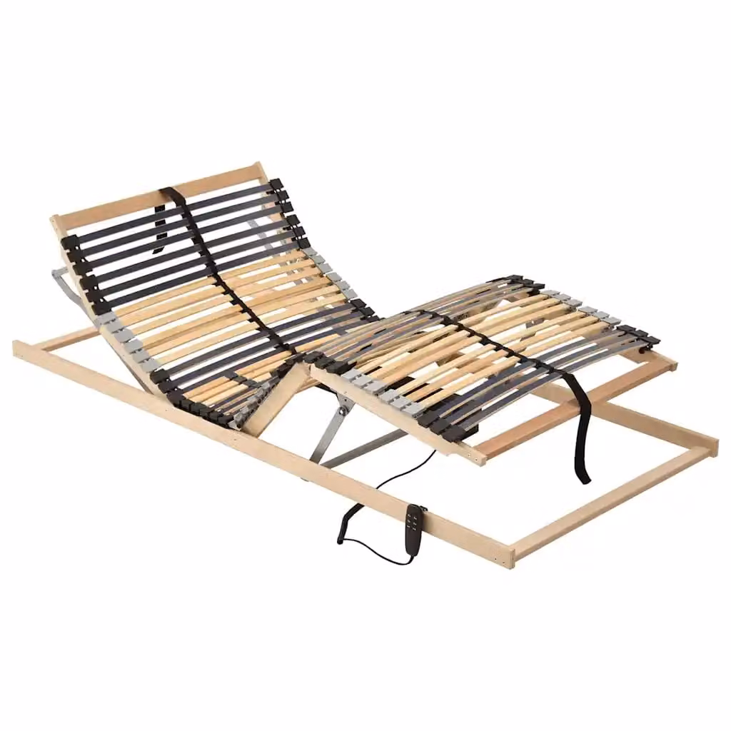 Base a doghe vidaXL in legno di faggio massello, Marrone/Beige, 100 x 190 cm