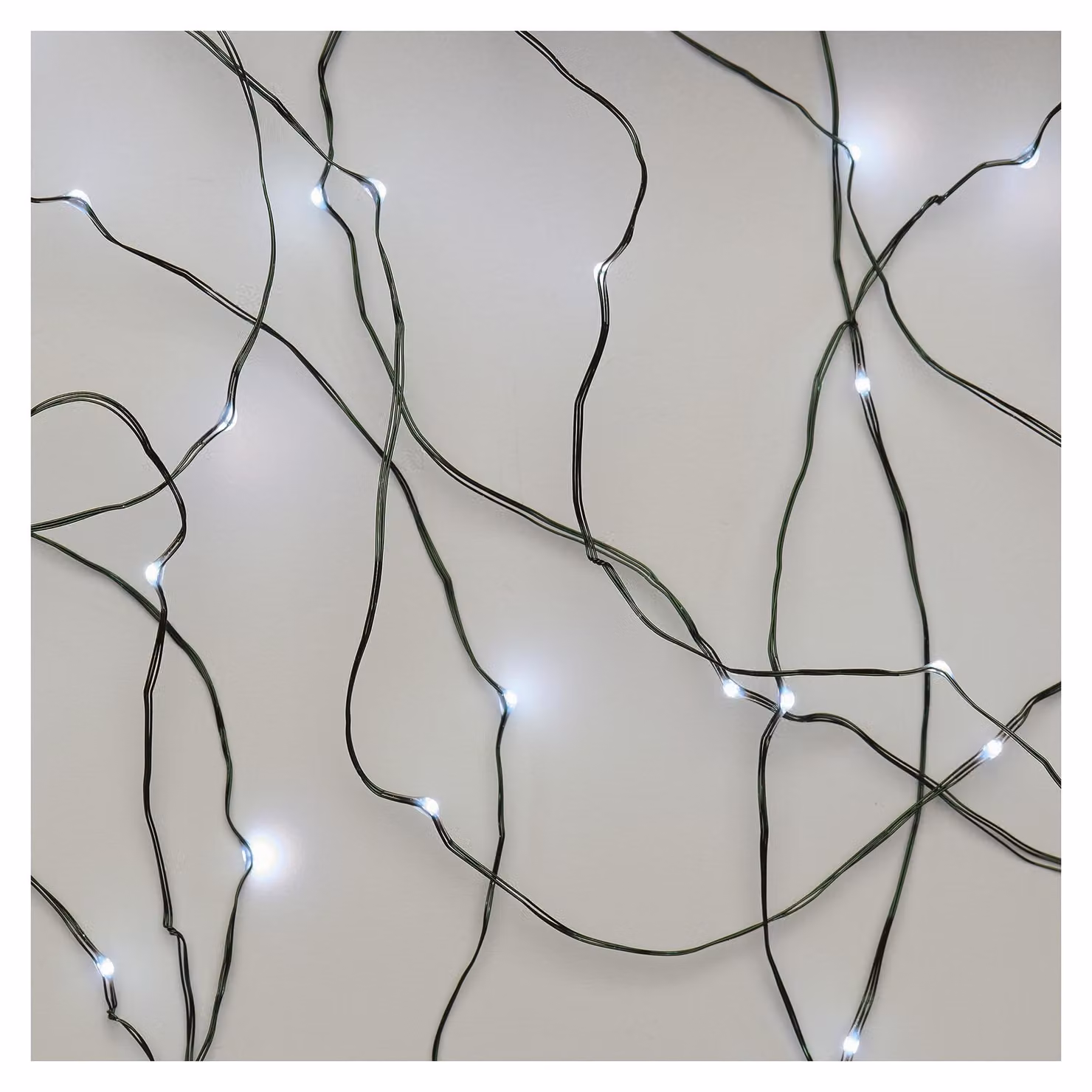 Catena luminosa a LED, luce bianca fredda, 7,5 metri, 75 LED, grado di protezione IP44, con timer, colore verde