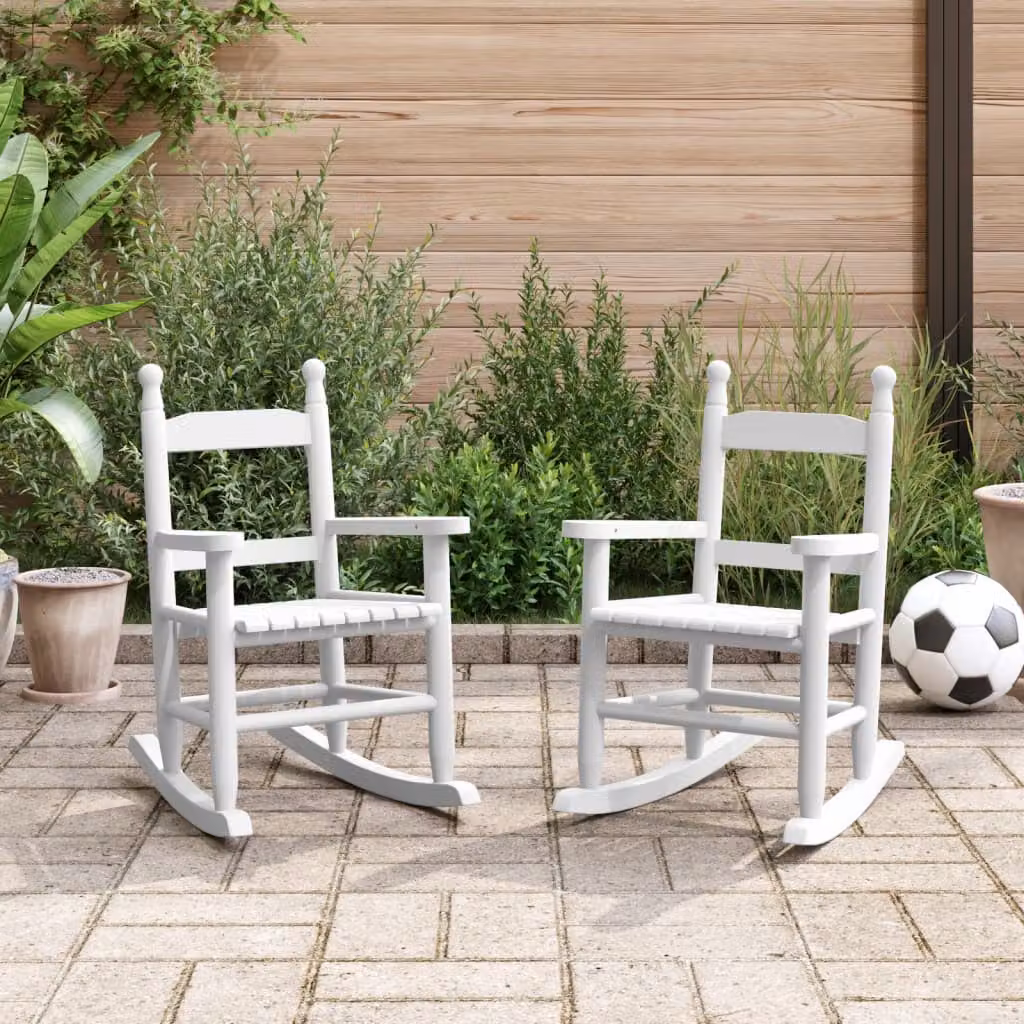 Set di 2 sedie a dondolo per bambini vidaXL in legno di pioppo bianco laccato